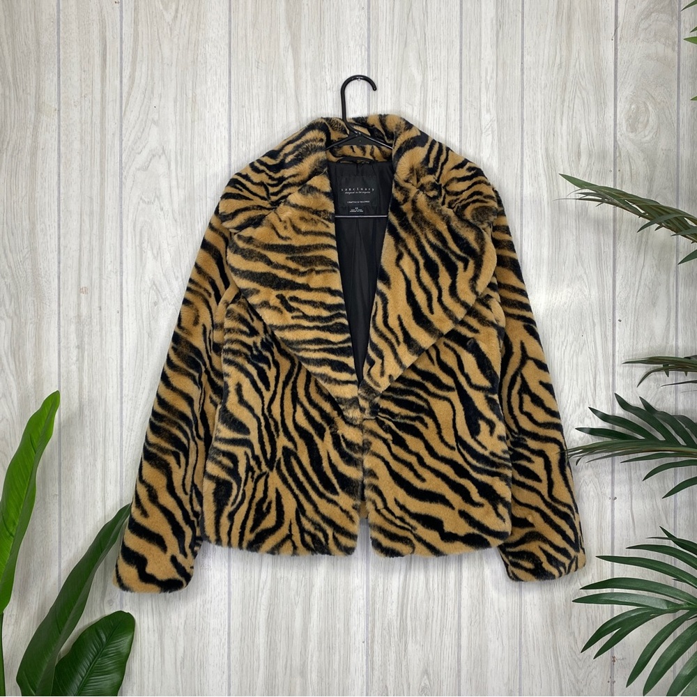 Anthropologie Animal Print Teddy Jacket - Black and Brown